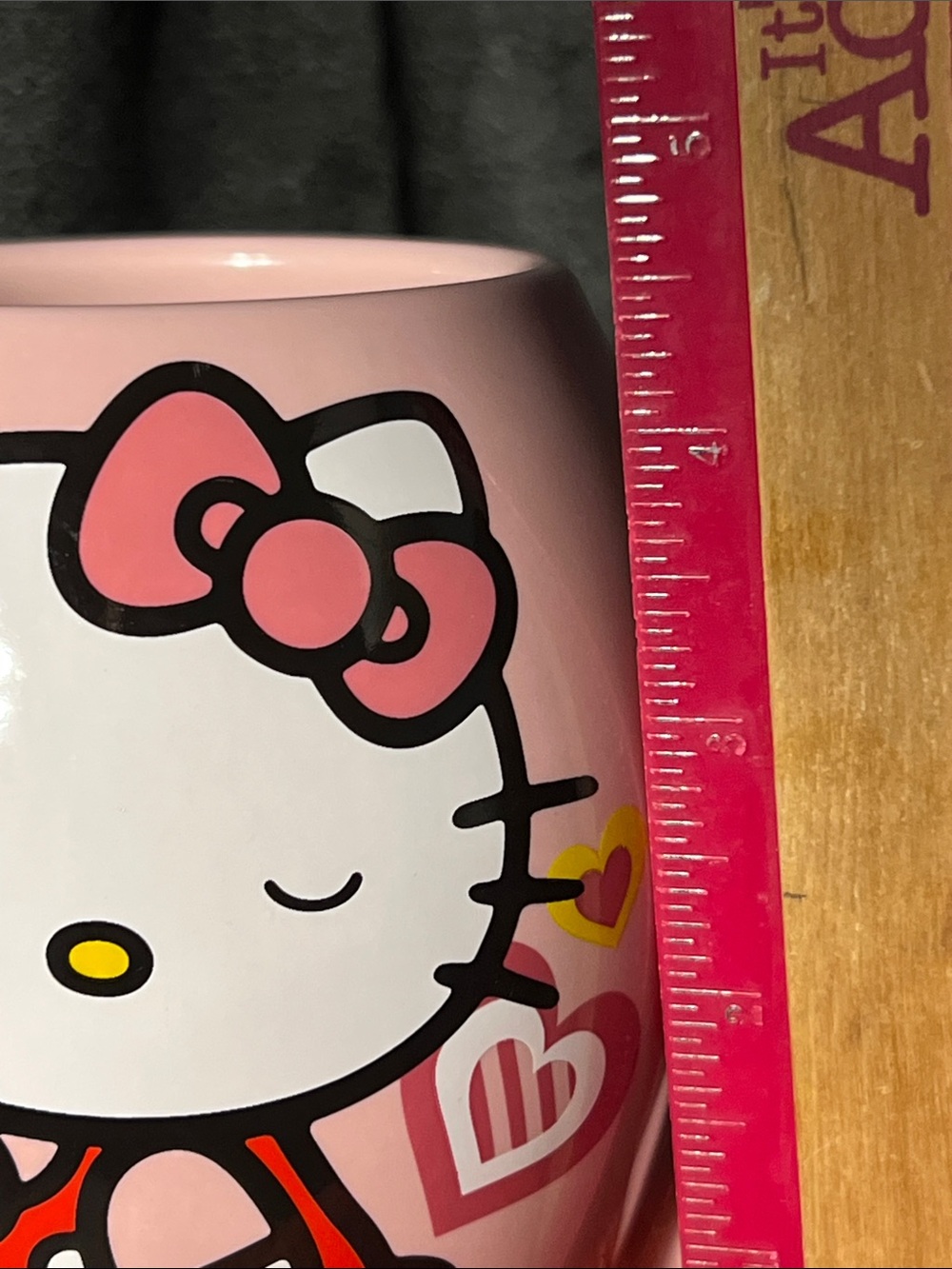 Hello Kitty Pink Ceramic Mug with Red and Yellow Accents - Picture 6 of 6